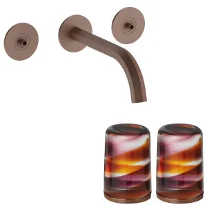 Fantini Venezia by Venini Amethyst Amber Handle Wall Basin Set - Matte Copper PVD VENWBVENAMMCP by Fantini, a Kitchen Taps & Mixers for sale on Style Sourcebook