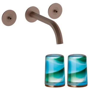 Fantini Venezia by Venini Aquamarine Green Handle Wall Basin Set - Matte Copper PVD VENWBVENAQMCP by Fantini, a Kitchen Taps & Mixers for sale on Style Sourcebook