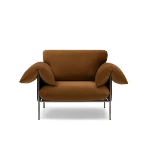 Alva Brushed Steel Frame Armchair - [ Malibu Cognac ] by ELLISON STUDIOS., a Chairs for sale on Style Sourcebook