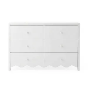Cherish Scalloped 6 Drawer Lowboy Dresser in White by Luxo Furniture, a Dressers & Chests of Drawers for sale on Style Sourcebook