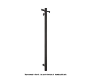 Round Vertical Single Non-Heated Towel Rail Matt Black 90cm x 14cm by Ablaze, a Towel Rails for sale on Style Sourcebook