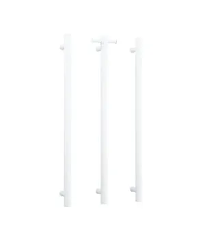 Straight Round Vertical Single Heated Towel Rail Matt White 90cm x 14cm by Ablaze, a Towel Rails for sale on Style Sourcebook