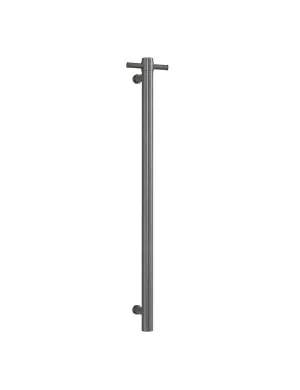 Round Vertical Single Heated Towel Rail Brushed Gun Metal 90cm x 14cm by Ablaze, a Towel Rails for sale on Style Sourcebook