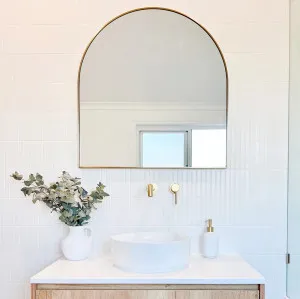 Antique Brass Arched Metal Frame Bathroom Mirror - 80cm x 76cm by ", a Vanity Mirrors for sale on Style Sourcebook