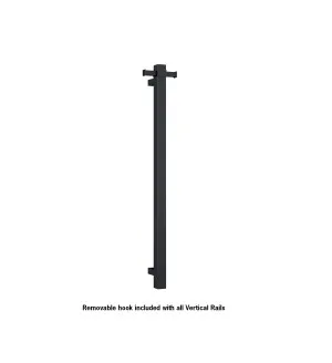 Matt Black Square Vertical Single Bar Heated Towel Rail 90cm x 14.2 by Luxe Mirrors, a Towel Rails for sale on Style Sourcebook