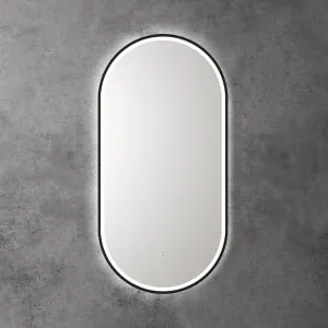 Touchless LED Pill Mirror with Matt Black Frame 90cm x 45cm by Aulic, a Vanity Mirrors for sale on Style Sourcebook