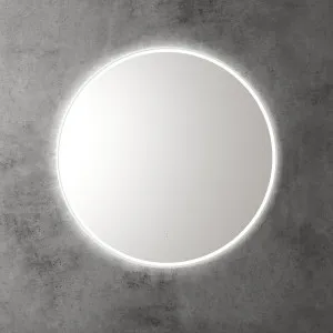 Touchless LED Round Mirror with Matt White Frame 90cm by Aulic, a Vanity Mirrors for sale on Style Sourcebook