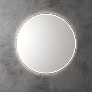 Touchless LED Round Mirror with Brushed Bronze Frame 90cm by Aulic, a Vanity Mirrors for sale on Style Sourcebook