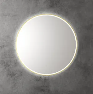 Touchless LED Round Mirror with Brushed Gold Frame 90cm by Aulic, a Vanity Mirrors for sale on Style Sourcebook