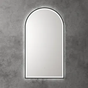 Touchless LED Arch Mirror with Matt Black Frame 90cm x 50cm by Aulic, a Vanity Mirrors for sale on Style Sourcebook