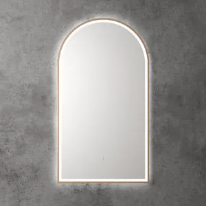 Touchless LED Arch Mirror with Brushed Bronze Frame 90cm x 50cm by Aulic, a Vanity Mirrors for sale on Style Sourcebook