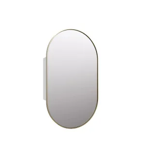 Anya Pill Shape Mirror Cabinet Satin Brass 96cm x 56cm by ", a Vanity Mirrors for sale on Style Sourcebook