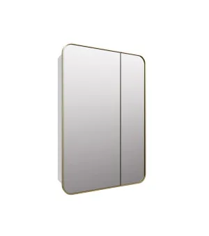 Curved Edge Rectangle Mirror Cabinet Satin Brass 90cm x 60cm by ", a Vanity Mirrors for sale on Style Sourcebook