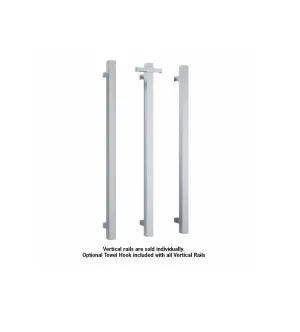 Square Vertical Single Bar Heated Towel Rail 90cm x 14.2 by Luxe Mirrors, a Towel Rails for sale on Style Sourcebook