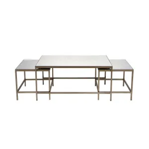 3 piece Gold Cocktail Coffee Table Set 46cm x 112cm by Luxe Mirrors, a Coffee Table for sale on Style Sourcebook