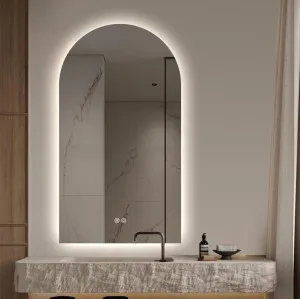 Arched Frameless LED Anti Fog Wall Mirror 90cm x 50cm by Luxe Mirrors, a Vanity Mirrors for sale on Style Sourcebook