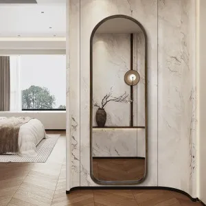 Walnut Wood Arched Full Length Mirror 54cm x 168cm by Luxe Mirrors, a Mirrors for sale on Style Sourcebook