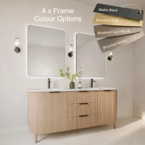 Asta S Framed Curved Edges LED Mirror Standard Model available in 2 sizes by Luxe Mirrors, a Vanity Mirrors for sale on Style Sourcebook