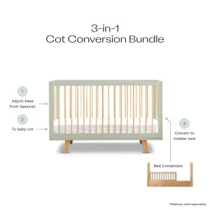Aspen Sage/Natural 3-in-1 Cot Conversion Bundle - Mocka by Mocka., a Cots & Bassinets for sale on Style Sourcebook