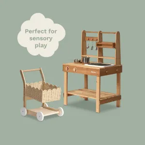The Sensory Play Bundle - Messy Mud Kitchen and Basket Shopping Trolley - Natural - Mocka by Mocka., a Kids Play Furniture for sale on Style Sourcebook