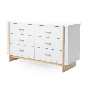 Nooki 6 Drawer Lowboy Dresser in White and Natural by Luxo Furniture, a Dressers & Chests of Drawers for sale on Style Sourcebook