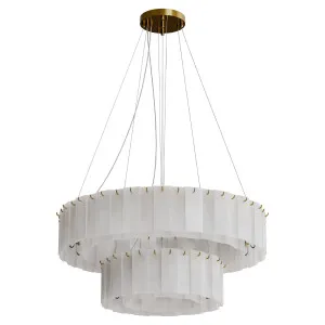 Calibo Mirage 28 Light Tiered Alabaster Stone Round Pendant - Brass by Calibo, a Chandeliers for sale on Style Sourcebook
