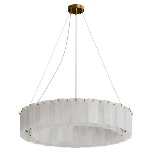 Calibo Mirage 18 Light Alabaster Stone 800mm Round Pendant - Brass by Calibo, a Lighting for sale on Style Sourcebook