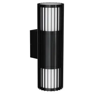 Calibo Bright?? Cylinder Up/Down Outdoor LED Wall Light with Linear Fin Detailing - Black by Calibo, a Wall Lighting for sale on Style Sourcebook