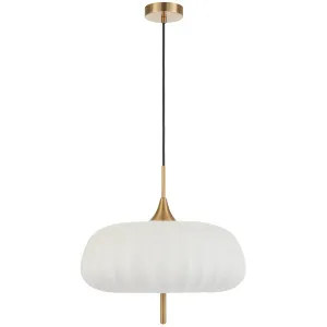 Telbix Lasian Modern Large Pendant with Fluted Resin Shade - White by Telbix, a Lighting for sale on Style Sourcebook
