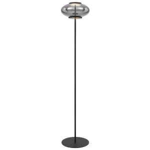 Telbix Tequo Smoked Glass Dome LED Floor Lamp - Black by Telbix, a Lamps for sale on Style Sourcebook