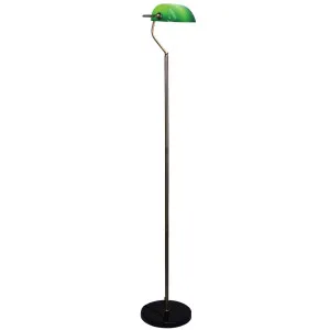 Oriel Lighting Bankers Marble Base Floor Lamp - Antique Brass with Green by Oriel Lighting, a Lighting for sale on Style Sourcebook