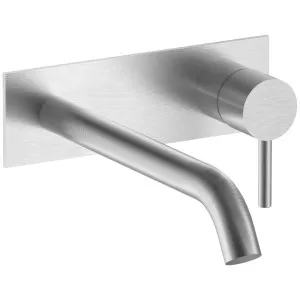 Fantini Nostromo 200mm Spout Wall Basin Mixer with Plate - Brushed Stainless Steel NOSWB200BSS by Fantini, a Kitchen Taps & Mixers for sale on Style Sourcebook