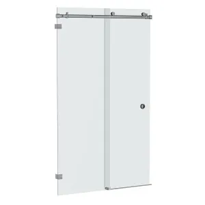 Bellé Wall to Wall Frameless Shower Sliding System Left Hand Fixed -Brushed Gun Metal by Estelle, a Shower Screens & Enclosures for sale on Style Sourcebook