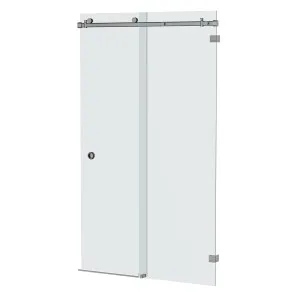Bellé  Wall to Wall Frameless Shower Sliding System Right Hand Fixed Brushed Gun Metal by Estelle, a Shower Screens & Enclosures for sale on Style Sourcebook