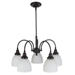 Benson Classic 5 Light Opal Glass Pendant - Bronze by Lighting Inspirations, a Lighting for sale on Style Sourcebook