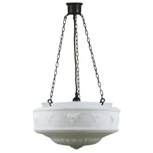 Senator Art Deco Large Textured Opal Glass Pendant - Patina by Lighting Inspirations, a Lighting for sale on Style Sourcebook