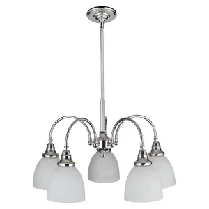 Benson Classic 5 Light Opal Glass Pendant - Chrome by Lighting Inspirations, a Lighting for sale on Style Sourcebook
