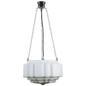 St Kilda Art Deco 3 Chain Opal Glass Pendant - Chrome by Lighting Inspirations, a Lighting for sale on Style Sourcebook
