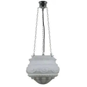 Premier Classic 3 Chain Textured Opal Glass Pendant - Chrome by Lighting Inspirations, a Lighting for sale on Style Sourcebook