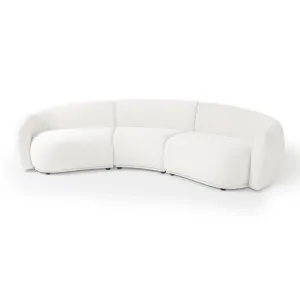 Talor 3 Seater Modular Curved Velvet Sofa in Cream White by Luxo Furniture, a Sofas for sale on Style Sourcebook
