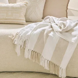 Muse Vera Boucle Stripe Extra Large Throw White/Beige by Muse, a Throws for sale on Style Sourcebook
