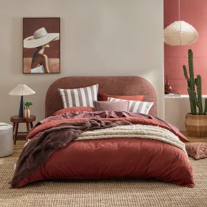 Pillow Talk Washed Linen Look Quilt Cover Set Rust by Pillow Talk, a Quilt Covers for sale on Style Sourcebook