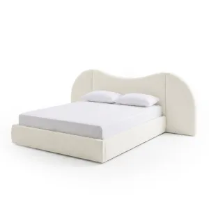 Lila Queen Boucle Gas Lift Storage Bed Frame in Cream White by Luxo Furniture, a Beds & Bed Frames for sale on Style Sourcebook