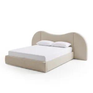 Lila Queen Boucle Gas Lift Storage Bed Frame in Beige by Luxo Furniture, a Beds & Bed Frames for sale on Style Sourcebook