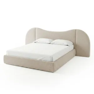 Lila King Boucle Gas Lift Storage Bed Frame in Beige by Luxo Furniture, a Beds & Bed Frames for sale on Style Sourcebook