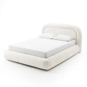 Mara Queen Velvet Gas Lift Storage Bed Frame in Cream White by Luxo Furniture, a Beds & Bed Frames for sale on Style Sourcebook