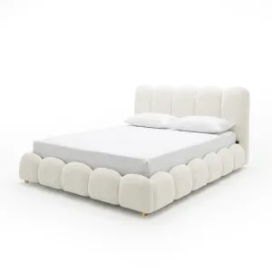 Brent Queen Gas Lift Bed in Cream White by Luxo Furniture, a Beds & Bed Frames for sale on Style Sourcebook