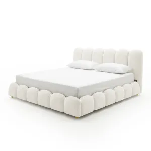 Brent King Gas Lift Bed in Boucle Cream White by Luxo Furniture, a Beds & Bed Frames for sale on Style Sourcebook