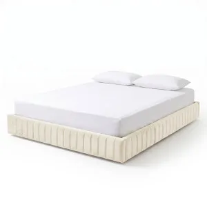 Solin King Fluted Storage Bed Base in Light Warm Beige by Luxo Furniture, a Beds & Bed Frames for sale on Style Sourcebook