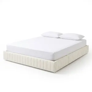 Solin King Fluted Storage Bed Base in Boucle Cream White by Luxo Furniture, a Beds & Bed Frames for sale on Style Sourcebook